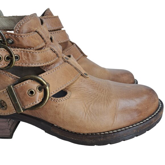 Dromedaris Kelsey Leather Chelsea Boots Size 39 US 8.5-9 Beige Western Buckle - Picture 13 of 13